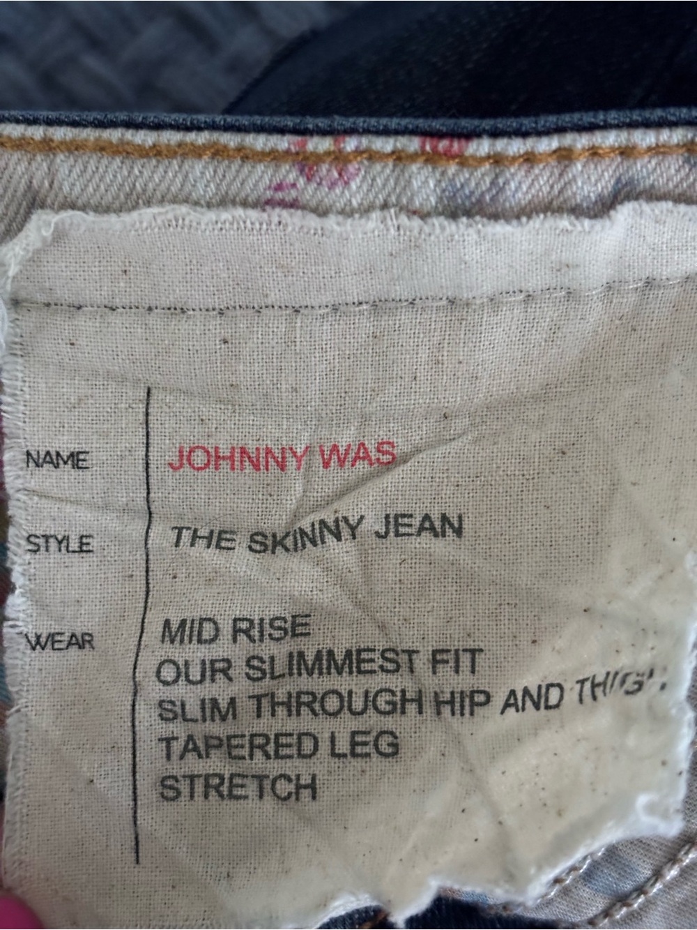 Johnny Was Mid Rise The Skinny Jean Women’s 31 Tapered Leg Stretch - Picture 7 of 7
